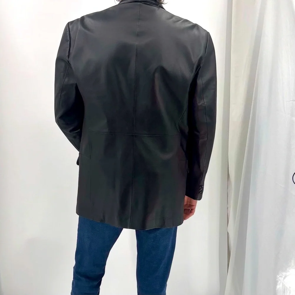 J. Ferrar Retro 70’s Genuine Leather Structured Sport Coat Jacket Blazer